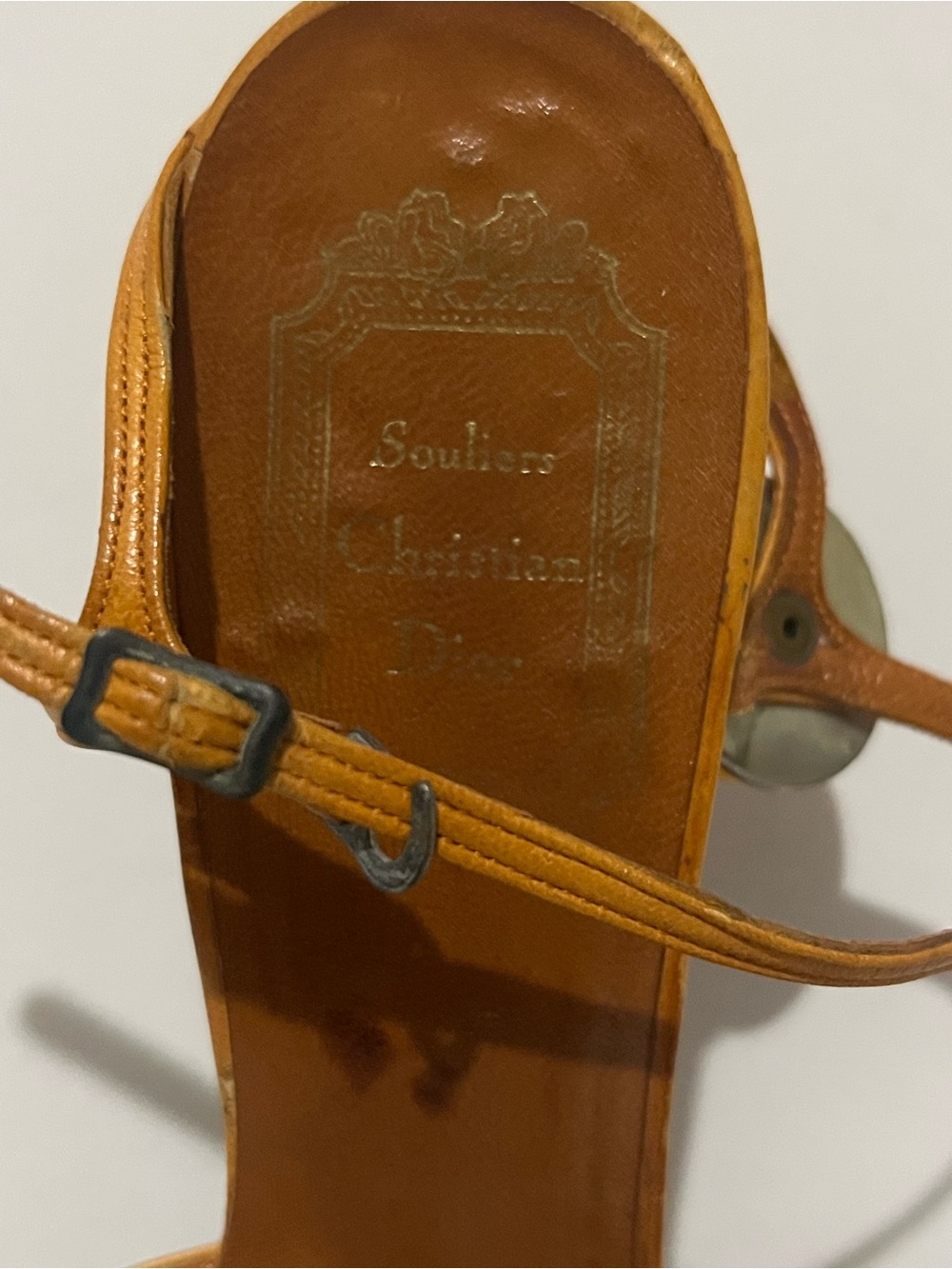 Vintage Christian Dior Souliers 1960s Mod yellow Patent Slingback Block Heel, - Picture 7 of 8